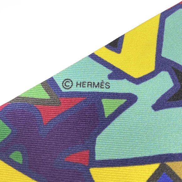 HERMES Twilly - Yellow Purple Multi Scarf 190-072225 - Picture 2 of 3